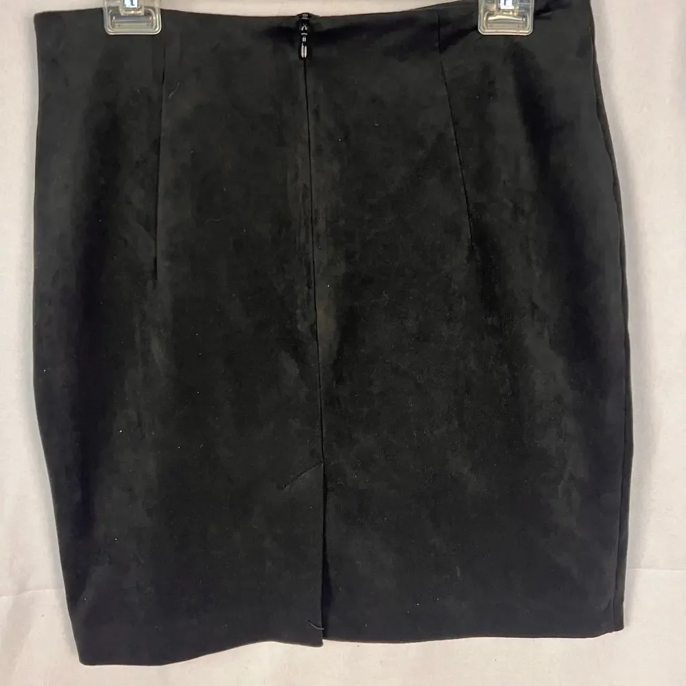 H&M Black Faux Suede Sailor Button Mini Skirt Size 10 EUC